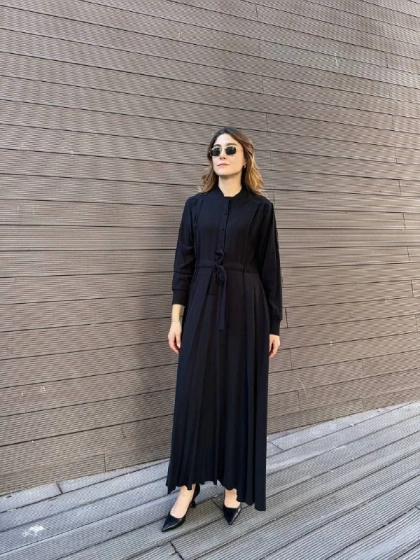 Ceremony 6702 Siyah Önden Yarım Düğmeli Elbise