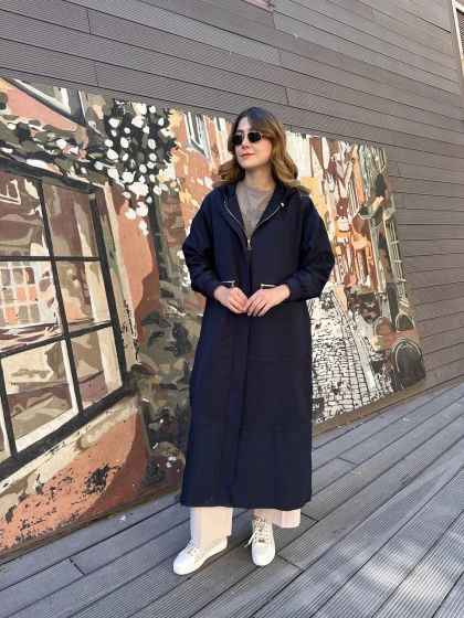 Ceremony 6811 Lacivert Fermuar Cep Detaylı Kap 