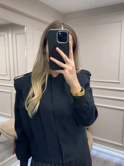 Ceremony 6817 Siyah Apoletli Kısa Ceket