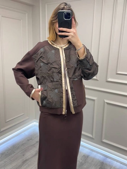 Ceremony 6850 Kahverengi Deri Garnili Kap