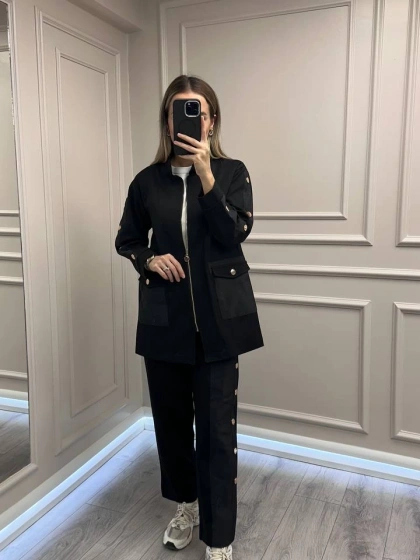 Ceremony 6870 Siyah Çıtçıt Detaylı İkili Takım