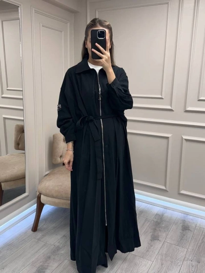 Ceremony 6881 Siyah Önden Fermuarlı İçten Kemerli Kap