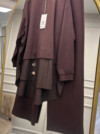 Ceremony 6931 Kahverengi Önü Gold Düğme Detaylı Takım