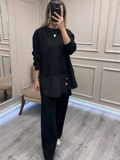 Ceremony 6931 Siyah Önü Gold Düğme Detaylı Takım