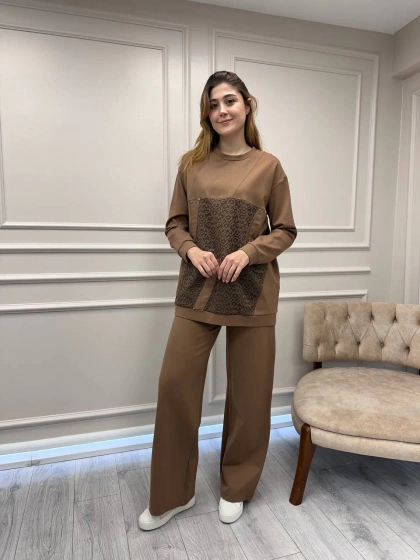 Ceremony 6932 Camel Dantel Detaylı İkili Takım