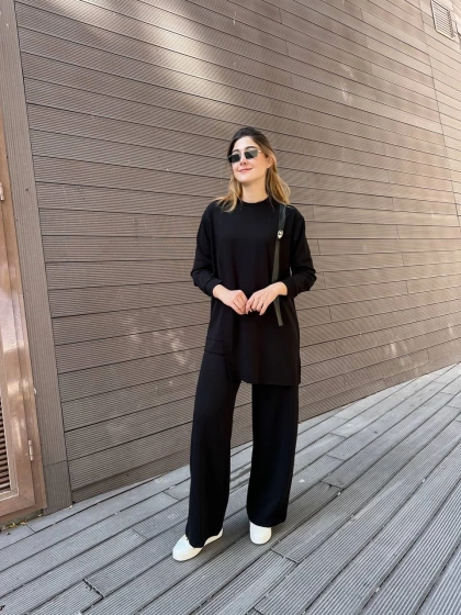 Ceremony 6933 Siyah Tek Omzu Deri Ve Aksesuar Detaylı Takım