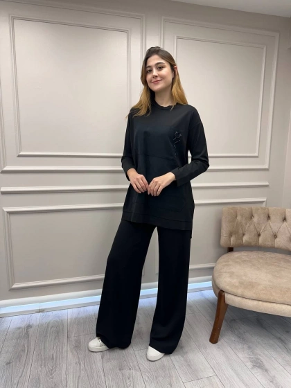 Ceremony 6941 Siyah İşleme Detaylı Bambu Takım