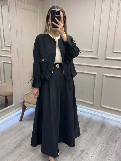 Ceremony 6950 Siyah Eteği Toka Detaylı Takım