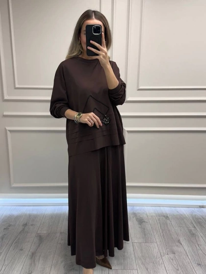 Ceremony 6953 Kahve Etekli Takım