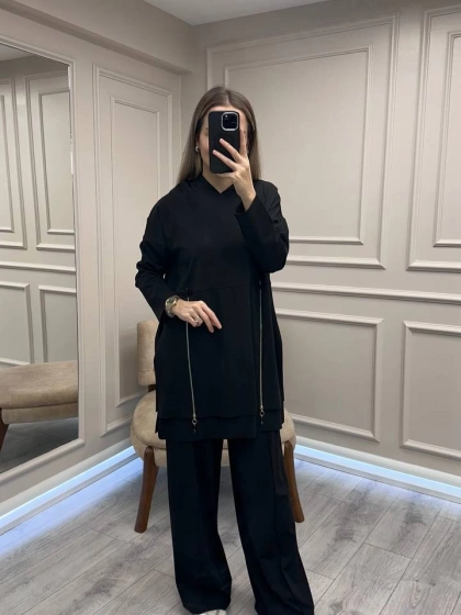 Ceremony 6955 Siyah Önden Fermuar Detaylı Takım