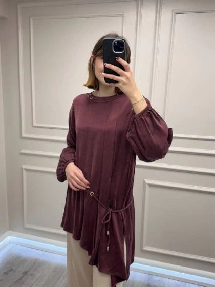 Clande CL25023001 Bordo Yanı Detaylı Bluz