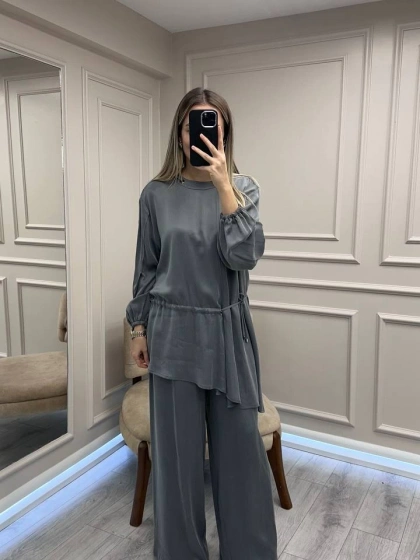 Clande CL3001-1017 Antrasit Bluz Pantolon Takım