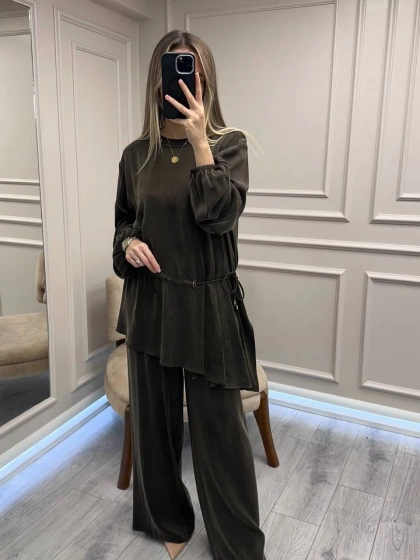 Clande CL3001-1017 Kahve Bluz Pantolon Takım