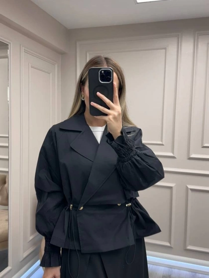 Exquise E25K05105003 Siyah Yareli Ceket