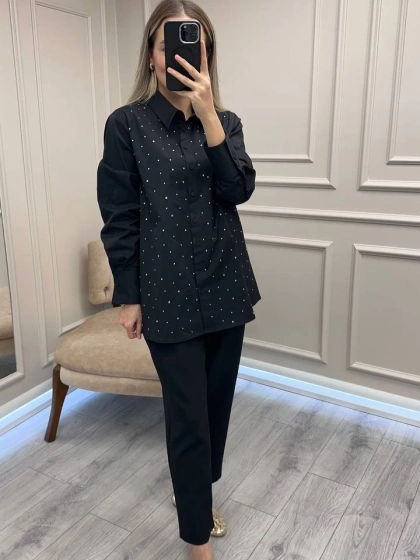 Exquise E25K05108023 Siyah Corrie Gömlek