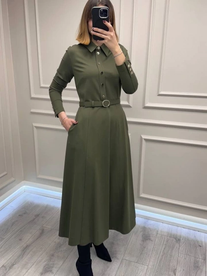 Exquise E25K05171006 Haki Georgina Elbise