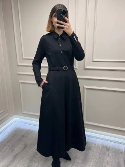 Exquise E25K05171006 Siyah Georgina Elbise