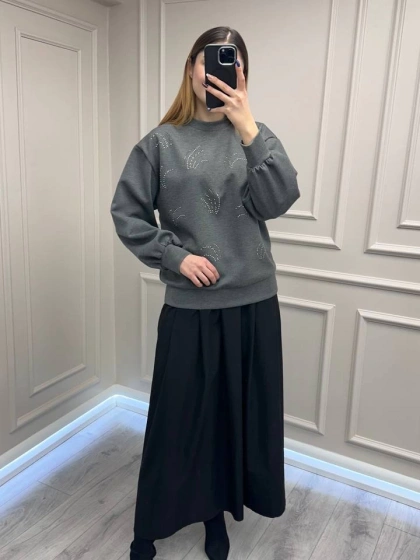 Exquise E25K05175002 Antrasit Fara Sweat