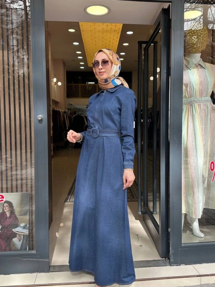 Exquise E26Y06218335 Mavi Finis Elbise