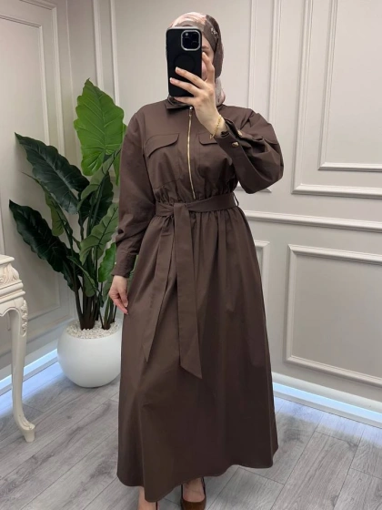 Exquise E26Y06218548 Kahverengi Seleneia Elbise