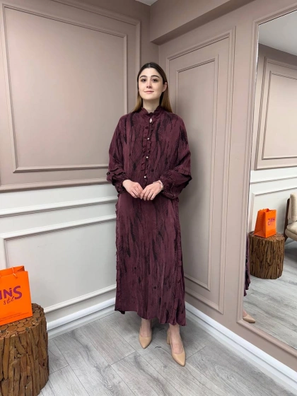 Ghisa 25YGSELB4968 Bordo Desenli Elbise