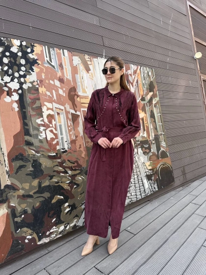 Ghisa 25YGSELB4969 Bordo Desenli Elbise