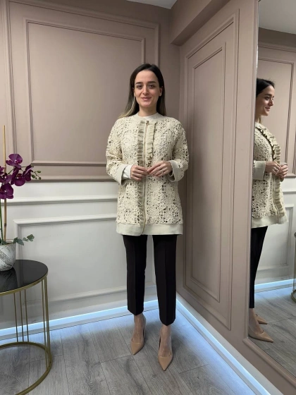 Ghisa 25YGSHRK3075 Bej Dantel Hırka