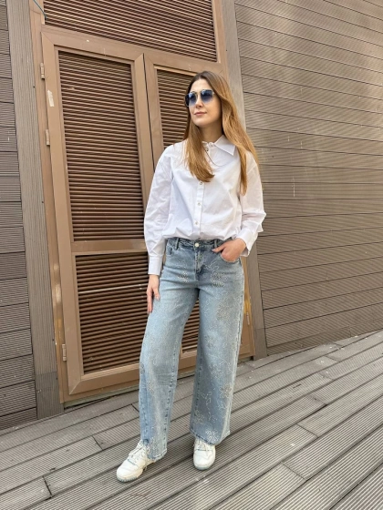 Ghisa 25YGSPNT8701 Mavi Taşlı Pantolon