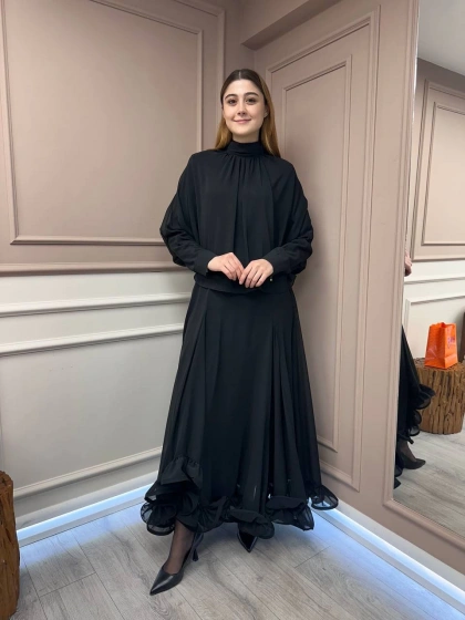 Ghisa 25YGSTKM1860 Siyah Etek Ucu Detaylı Takım