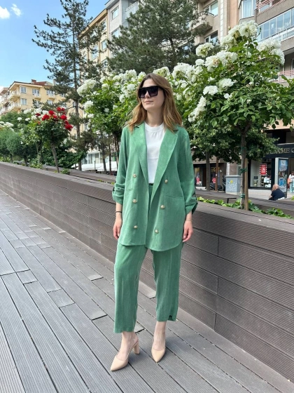 Ghisa 25YGSTKM3047 Açık Yeşil İpek İkili Takım