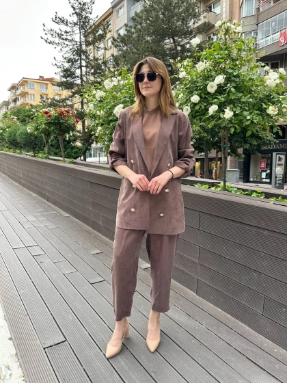 Ghisa 25YGSTKM3047 Kahve İpek İkili Takım