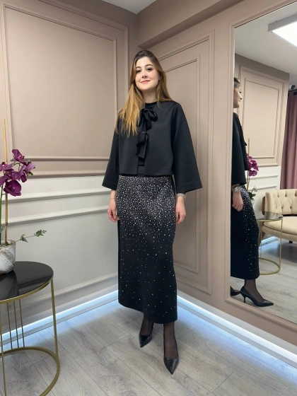 Ghisa 25YGSTKM3090 Siyah Taşlı Etekli Takım