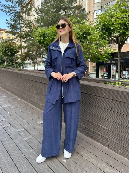 Ghisa 25YGSTKM3936 Lacivert Beli Bağlamalı İkili Takım