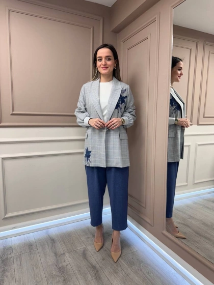 Ghisa 25YGSTKM3940 Mavi Ceket Pantolon Takım