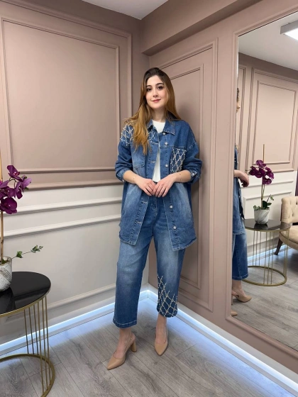 Ghisa 25YGSTKM3952 Mavi İkili Kot Takım