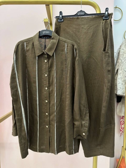 Ghisa 25YGSTKM4038 Kahve Keten İkili Takım