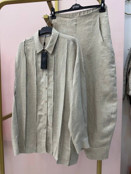 Ghisa 25YGSTKM4038 Taş Keten İkili Takım