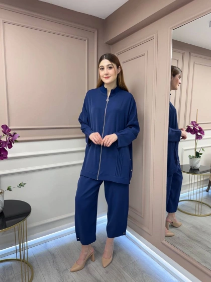 Ghisa 25YGSTKM4401 Lacivert Fermuar Detaylı İkili Takım