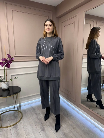 Ghisa 25YGSTKM4845 Antrasit Zımba Detaylı Takım