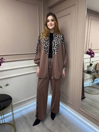 Ghisa 25YGSTKM4860 Kahve Leopar Detay Takım