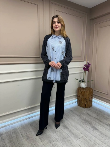 Ghisa 25YGSTNK4820 Mavi Gümüş Tunik