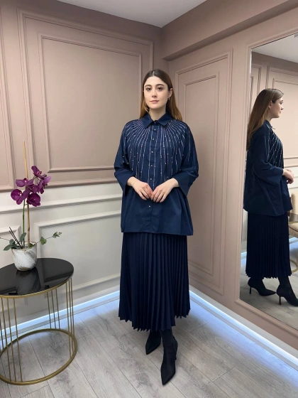 Ghisa 25YGSTNK4848 Lacivert Taşlı Tunik