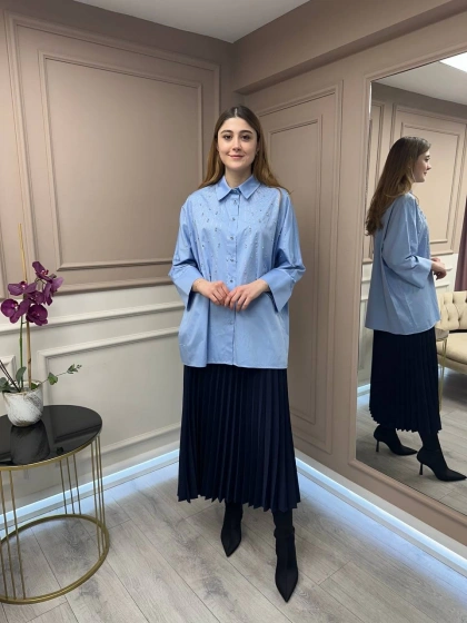 Ghisa 25YGSTNK4848 Mavi Taşlı Tunik