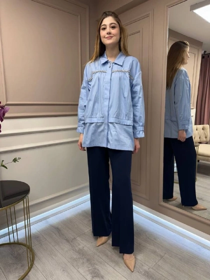 Ghisa 25YGSTNK4864 Mavi Taşlı Tunik