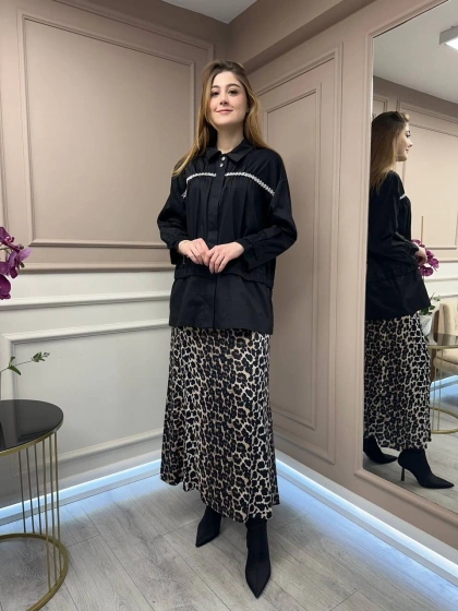 Ghisa 25YGSTNK4864 Siyah Taşlı Tunik