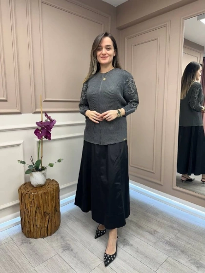 Ghisa 25YGSTNK4899 Gri Kol Detaylı Tunik