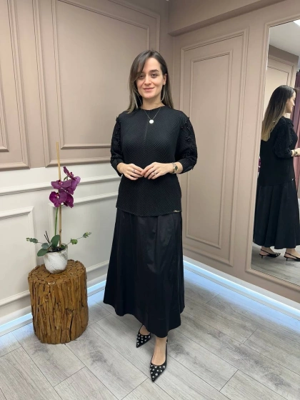 Ghisa 25YGSTNK4899 Siyah Kol Detaylı Tunik