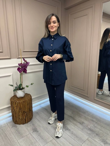 Ghisa 25YGSTNK4986 Lacivert Kol Detaylı Tunik