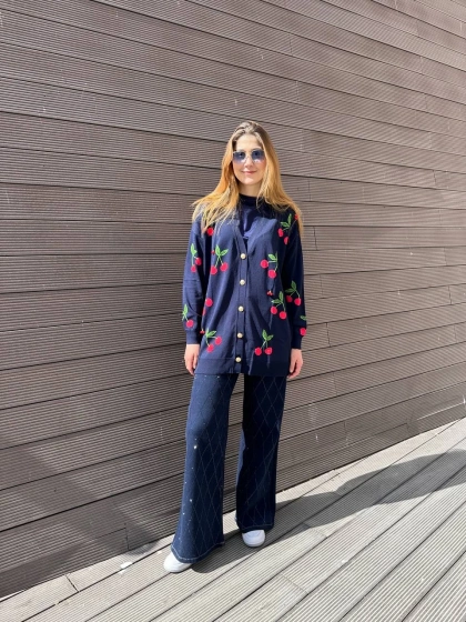 Ghisa 25YOBHRK3091 Lacivert Detaylı Hırka