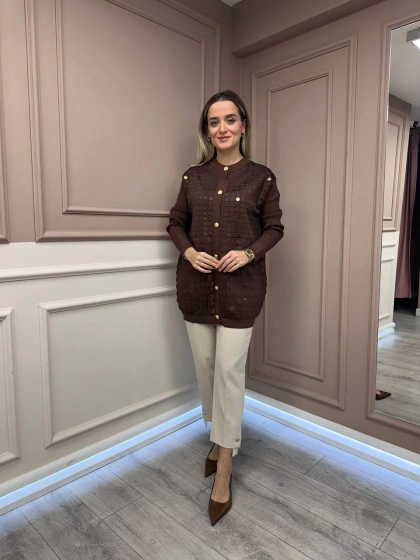 Ghisa 26KGSCKT3027 Kahve Triko Ceket